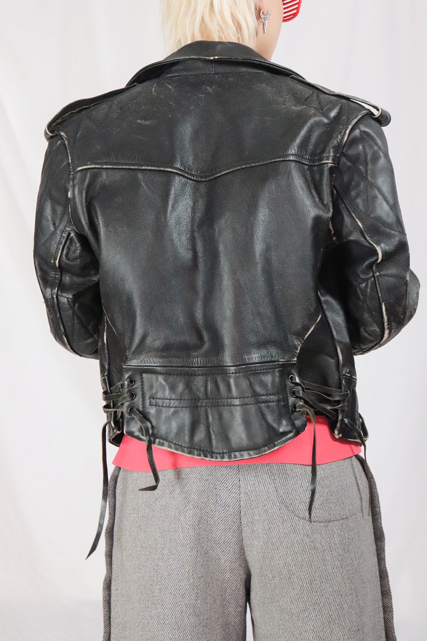 80s leren bikerjacket