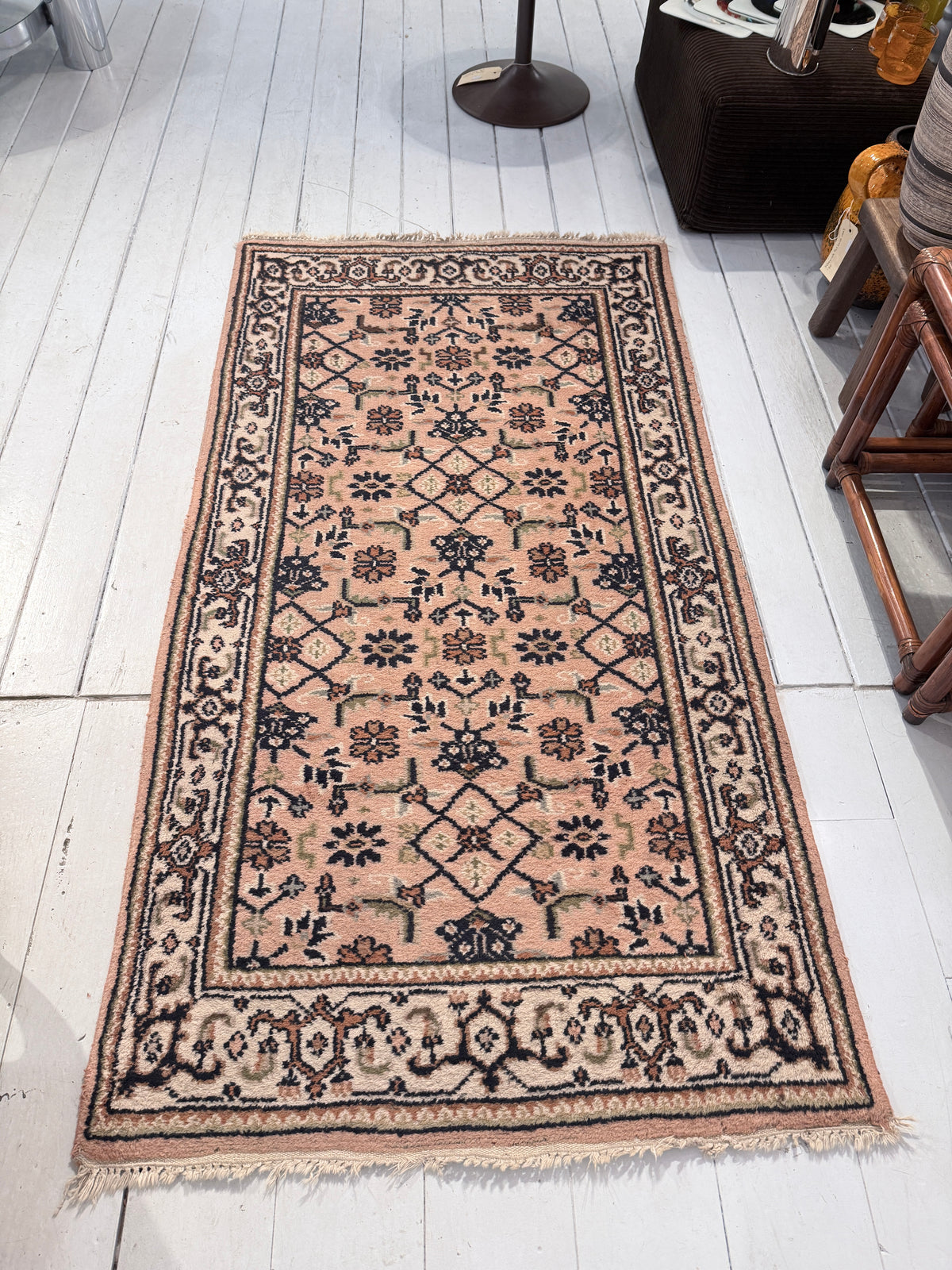 Vintage handgeknoopt wollen vloerkleed – India – 170 x 88 cm