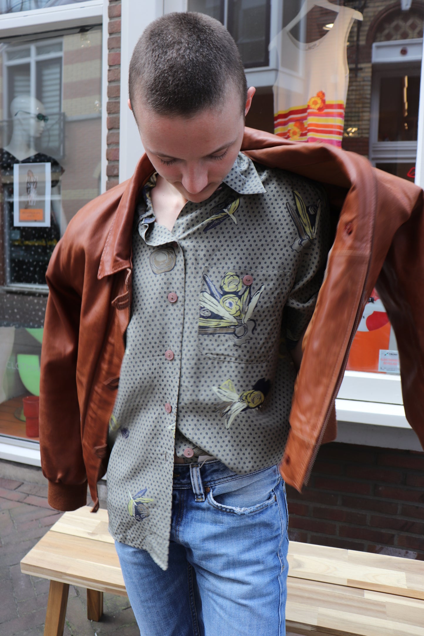 Seidenbluse mit Aufdruck