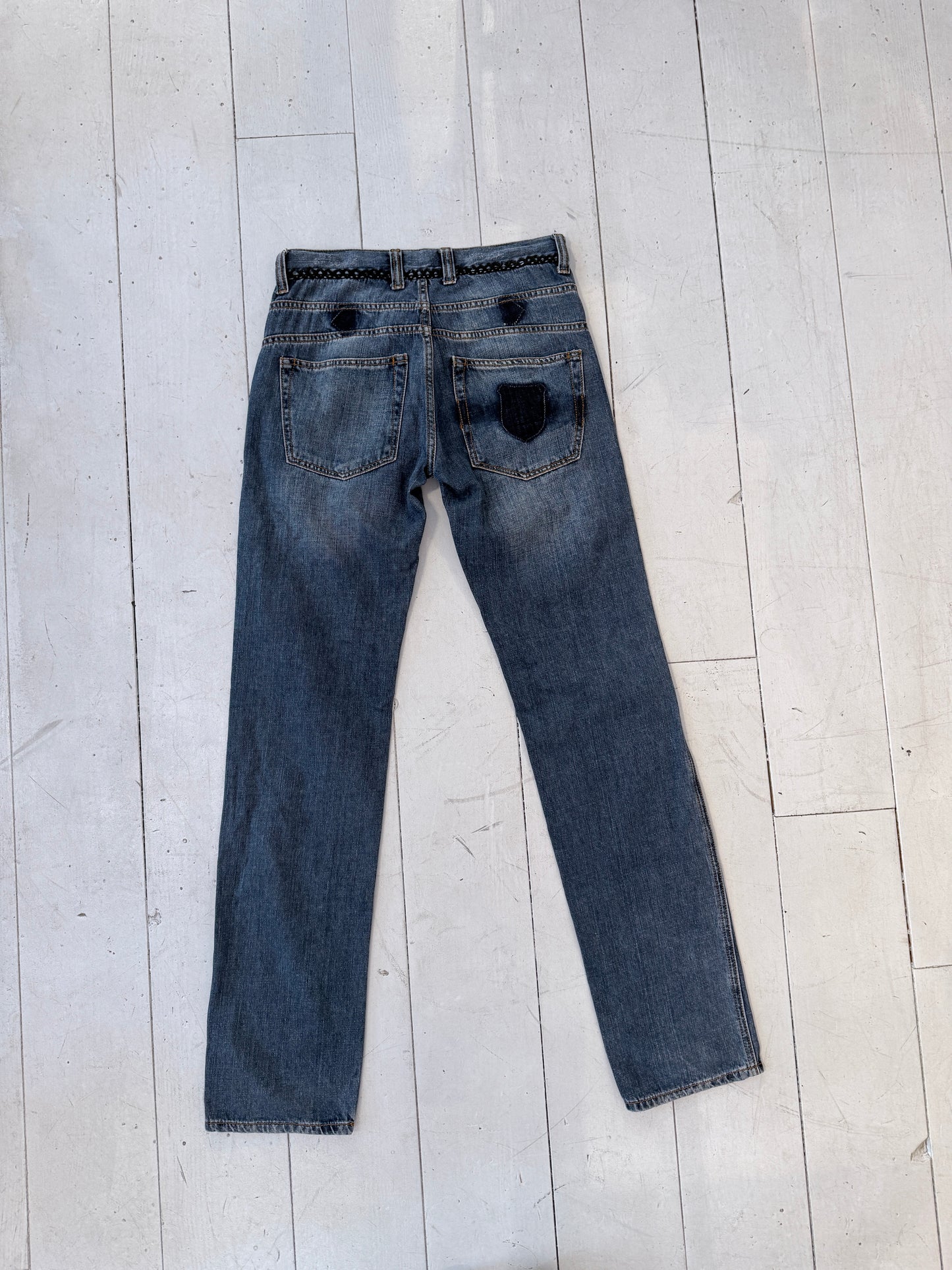Vintage Just Cavalli Y2K Jeans – Designer Denim met Gevlochten Details
