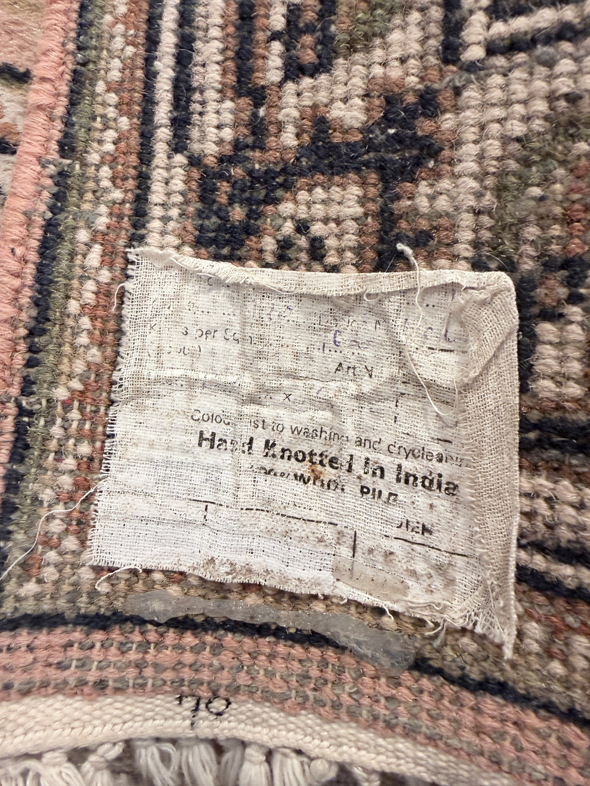 Vintage handgeknoopt wollen vloerkleed – India – 170 x 88 cm