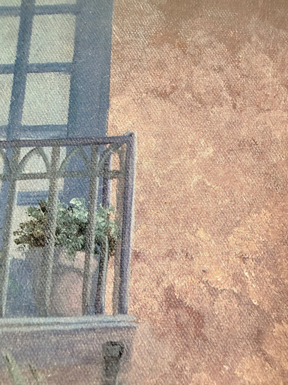 Groot Vintage Vivian Flasch Schilderij ‘Patio Archway I’ – Ingelijst