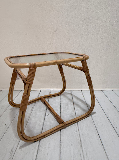 Rohé Noordwolde – vintage bijzettafel met structuurglas