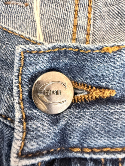 Vintage Just Cavalli Y2K Jeans – Designer Denim met Gevlochten Details