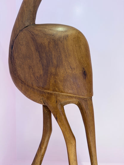 Prachtige set XL Mid Century houten reigers / kraanvogels