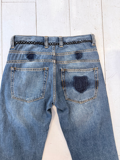 Vintage Just Cavalli Y2K Jeans – Designer Denim met Gevlochten Details