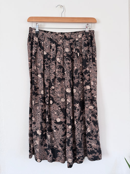 Vintage midi rok met print