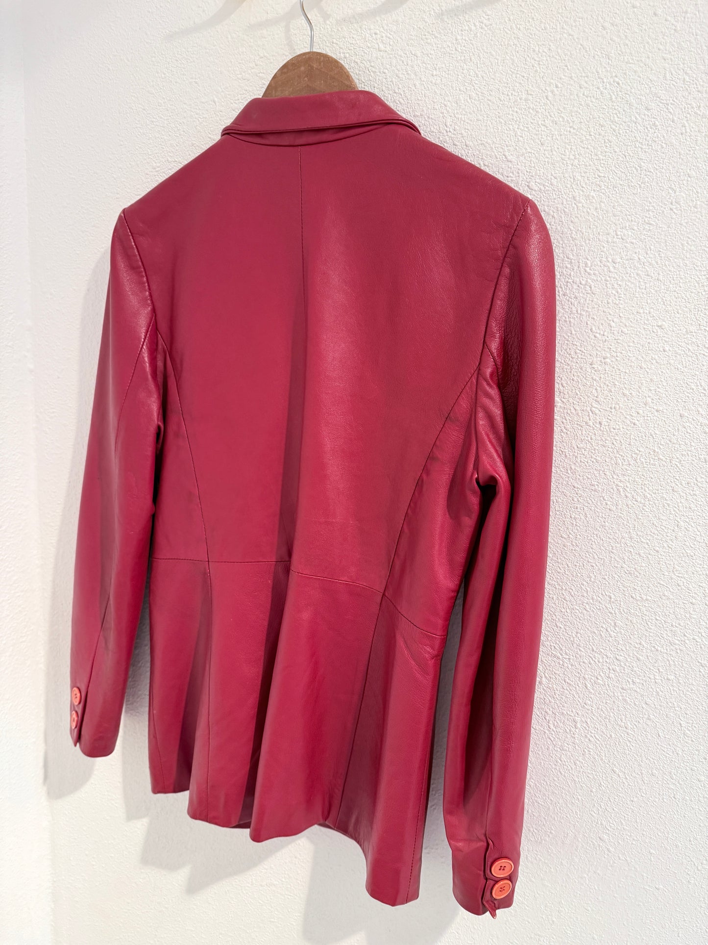 Vintage rood leren jasje | Maat M
