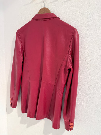 Vintage rood leren jasje | Maat M