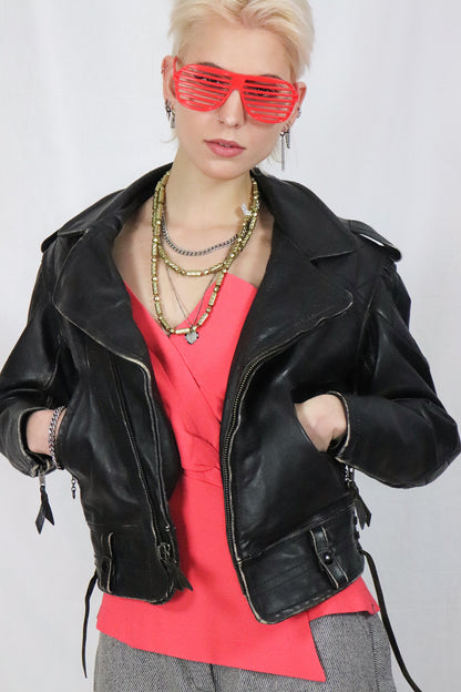 80s leather biker jacket