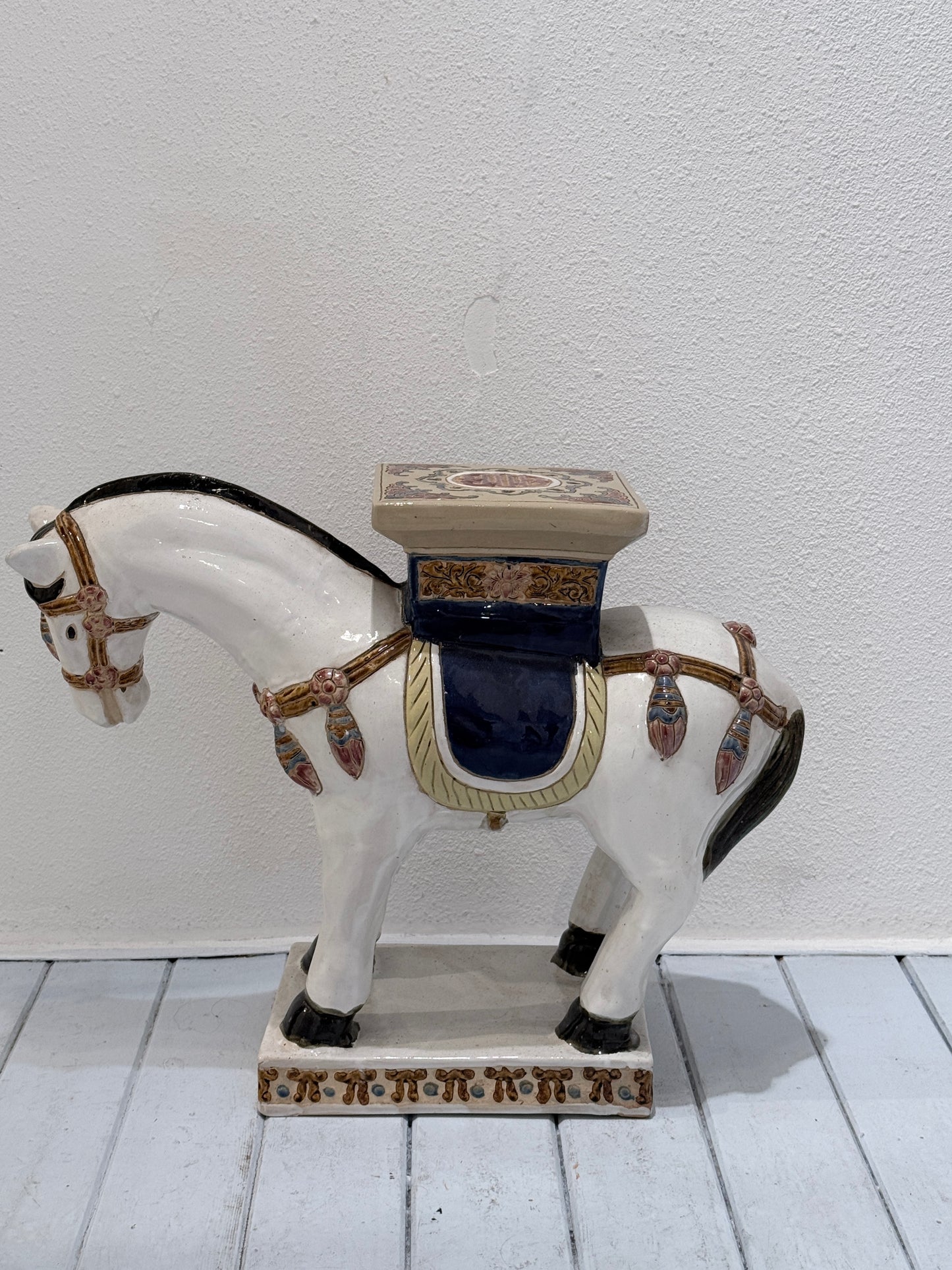 Vintage Chinees Keramisch Paard Tang-Stijl  | Plantentafel | Kruk