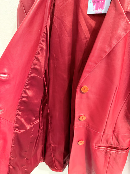 Vintage rood leren jasje | Maat M