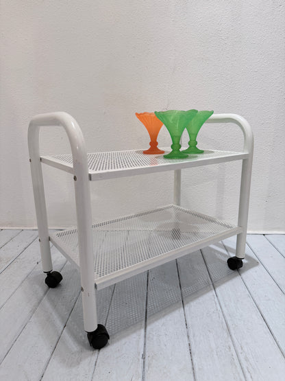 Vintage metalen trolley – wit