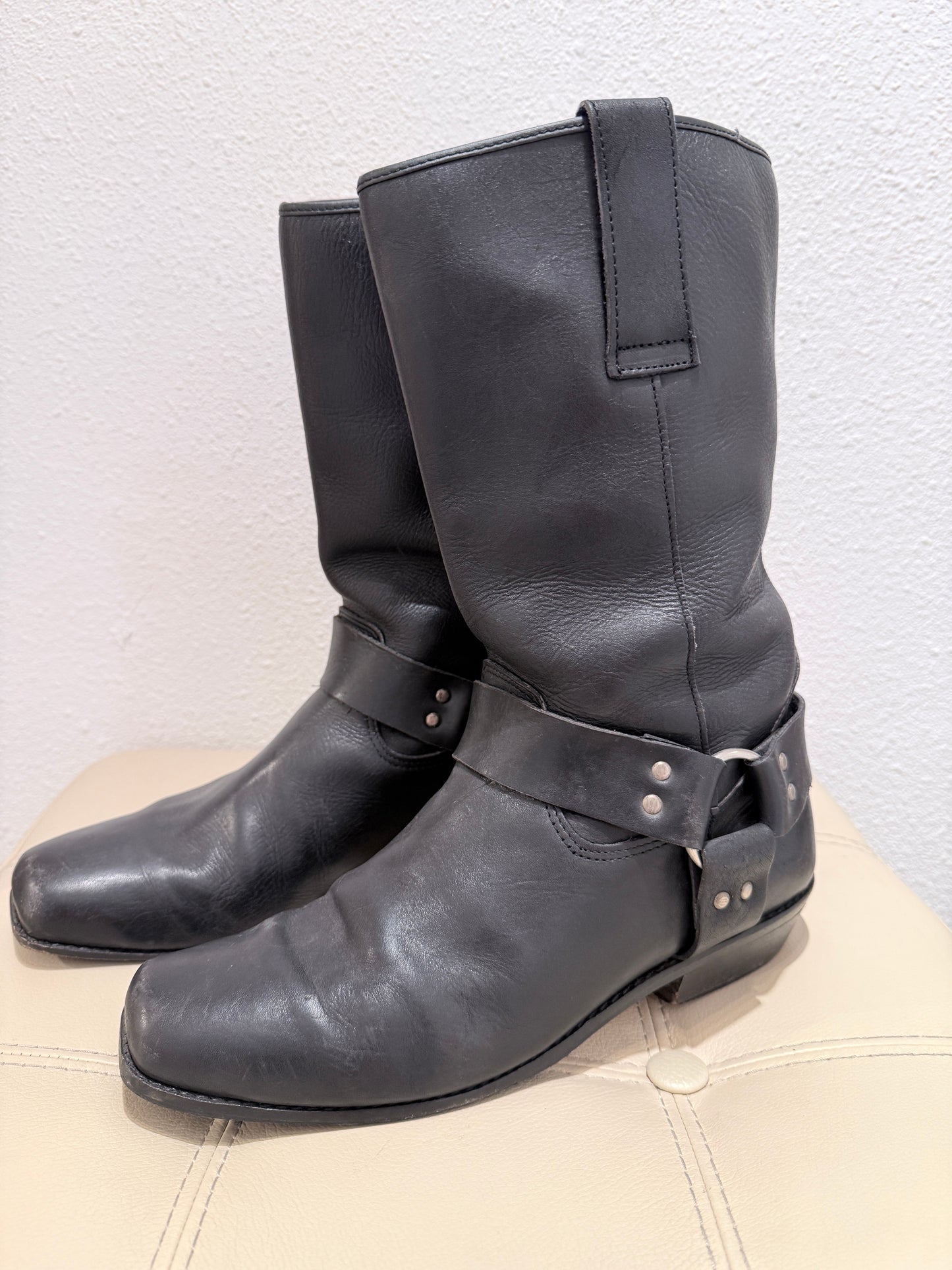 Vintage Leren Harness Boots | Zwart | Maat 44