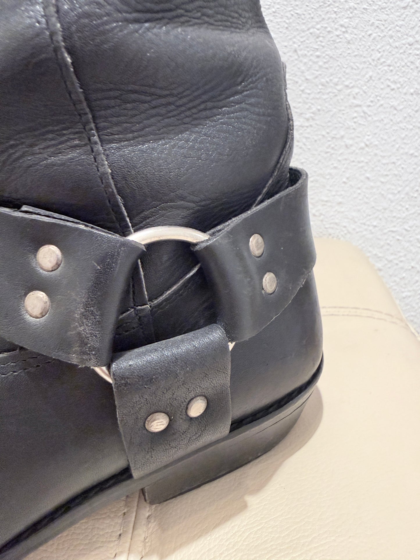 Vintage Leren Harness Boots | Zwart | Maat 44