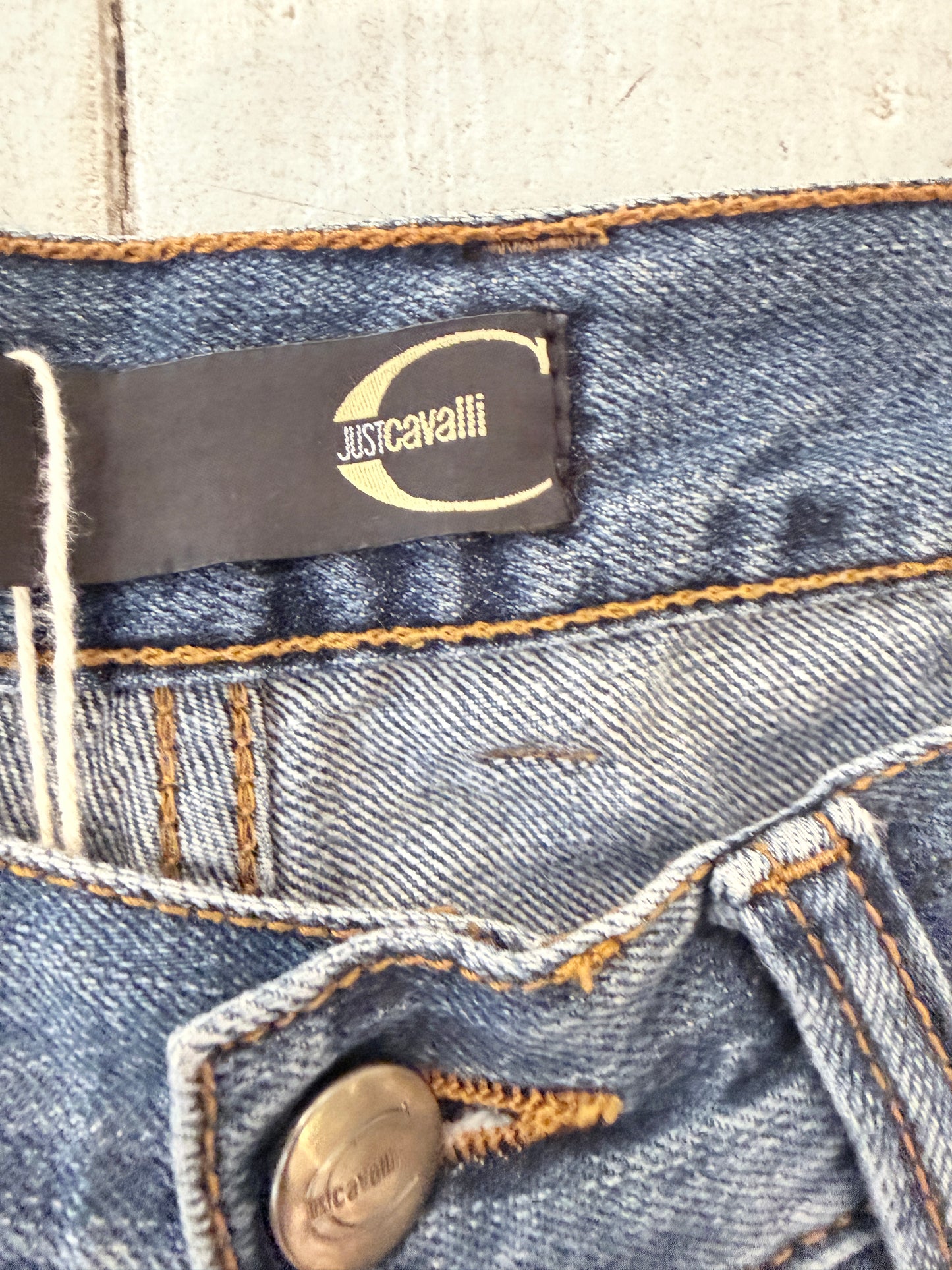 Vintage Just Cavalli Y2K Jeans – Designer Denim met Gevlochten Details