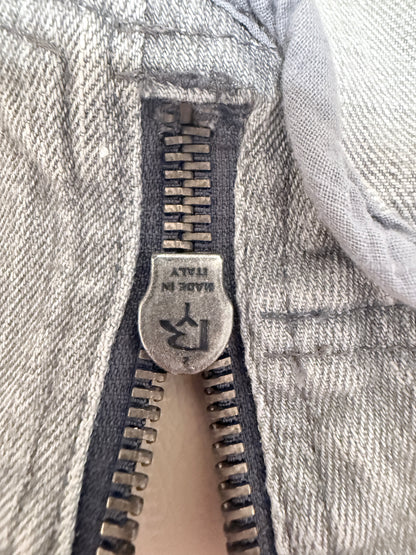 Archive McQ Alexander McQueen Grey Denim Jacket | Vintage Grijs Spijkerjasje met Ritsdetails - Maat S / IT 40