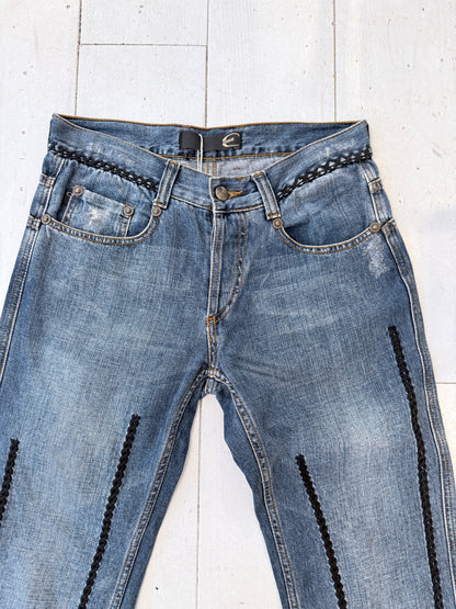 Vintage Just Cavalli Y2K Jeans – Designer Denim met Gevlochten Details