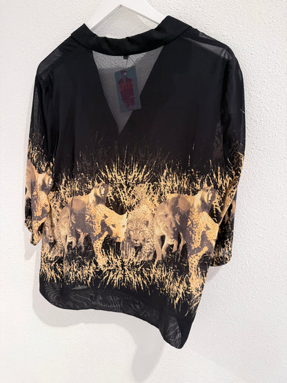 Vintage dierenprint blouse - Maat 42