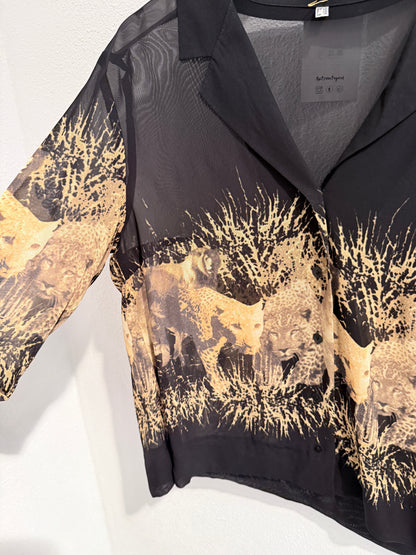 Vintage dierenprint blouse - Maat 42
