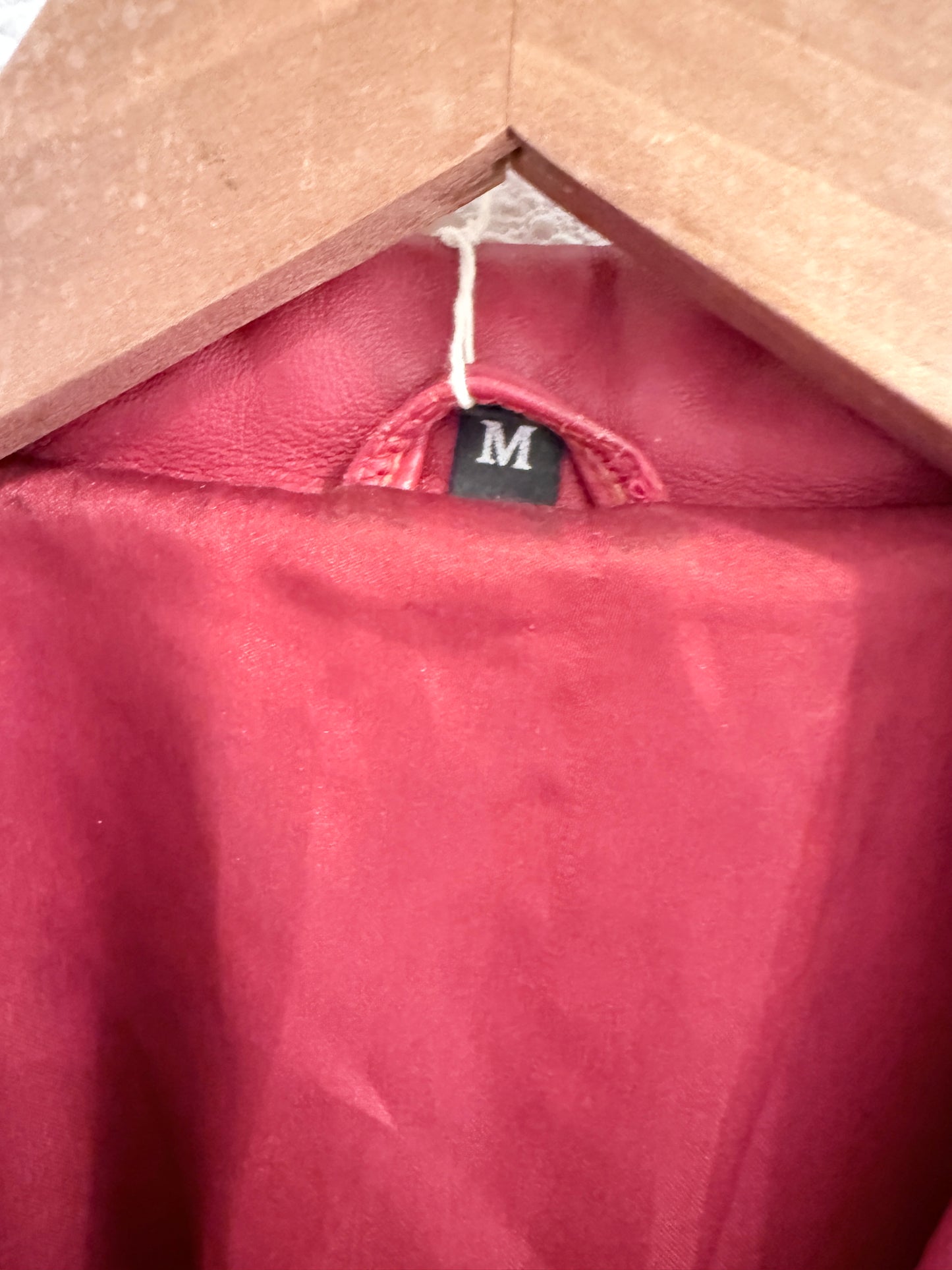 Vintage rood leren jasje | Maat M