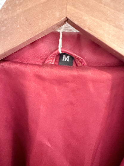 Vintage rood leren jasje | Maat M