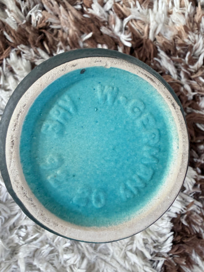 Vintage Bay Keramik vaas • model 92 20 • turquoise & zwart • 20 cm