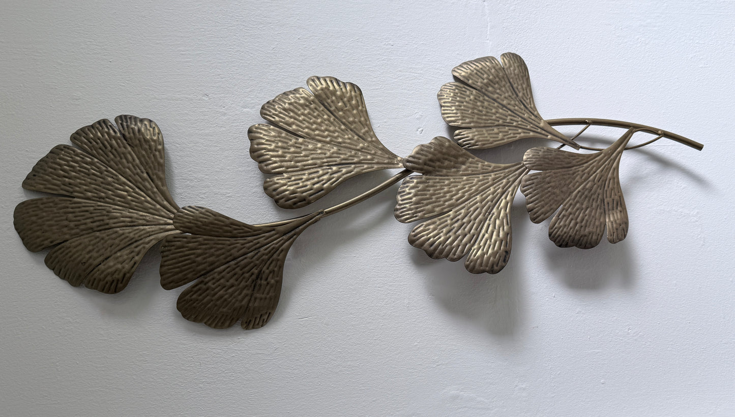 Mid Century metalen Ginko bladeren sculptuur