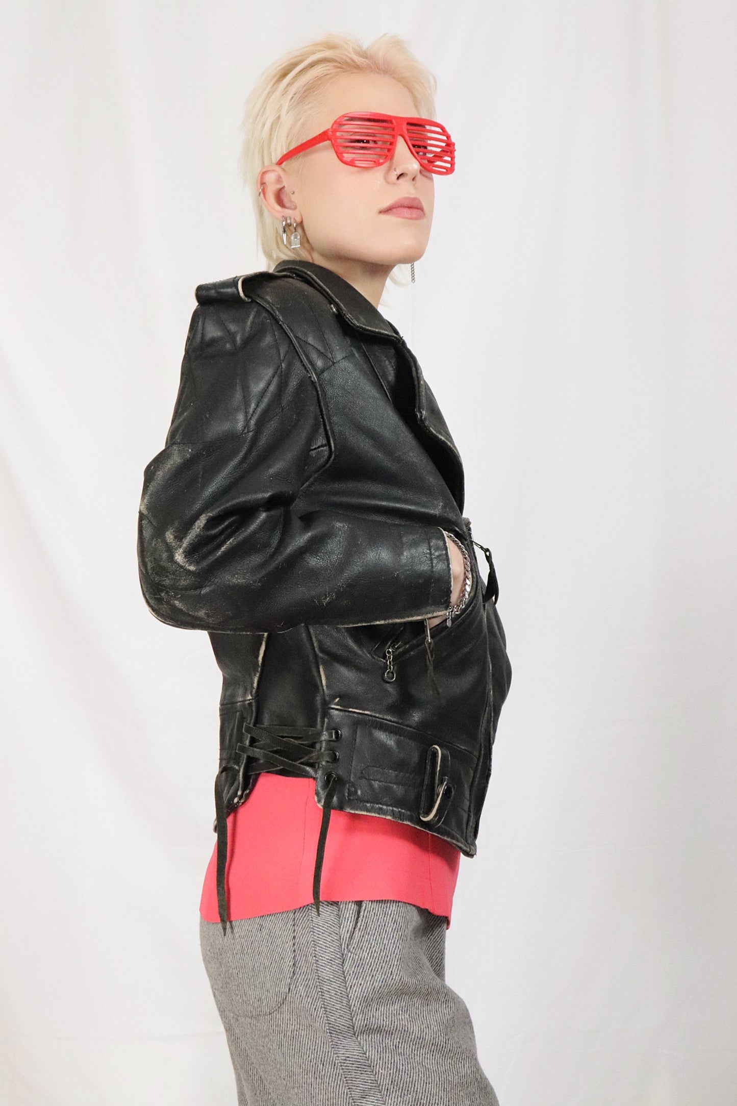 80s leather biker jacket