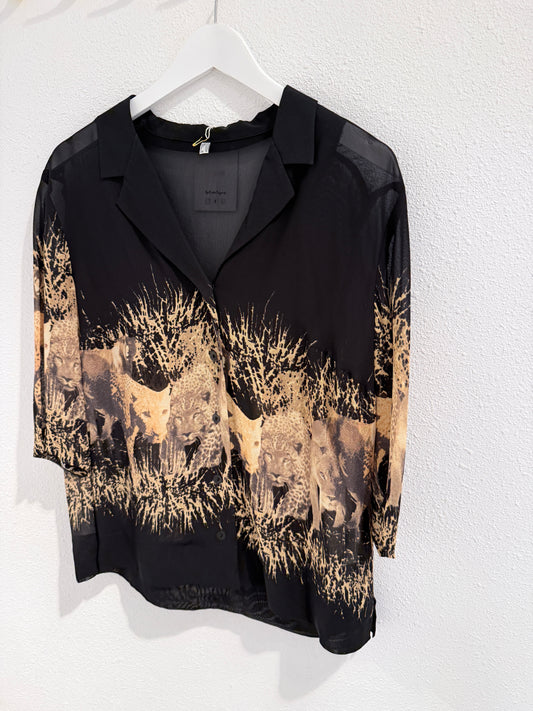 Vintage dierenprint blouse - Maat 42