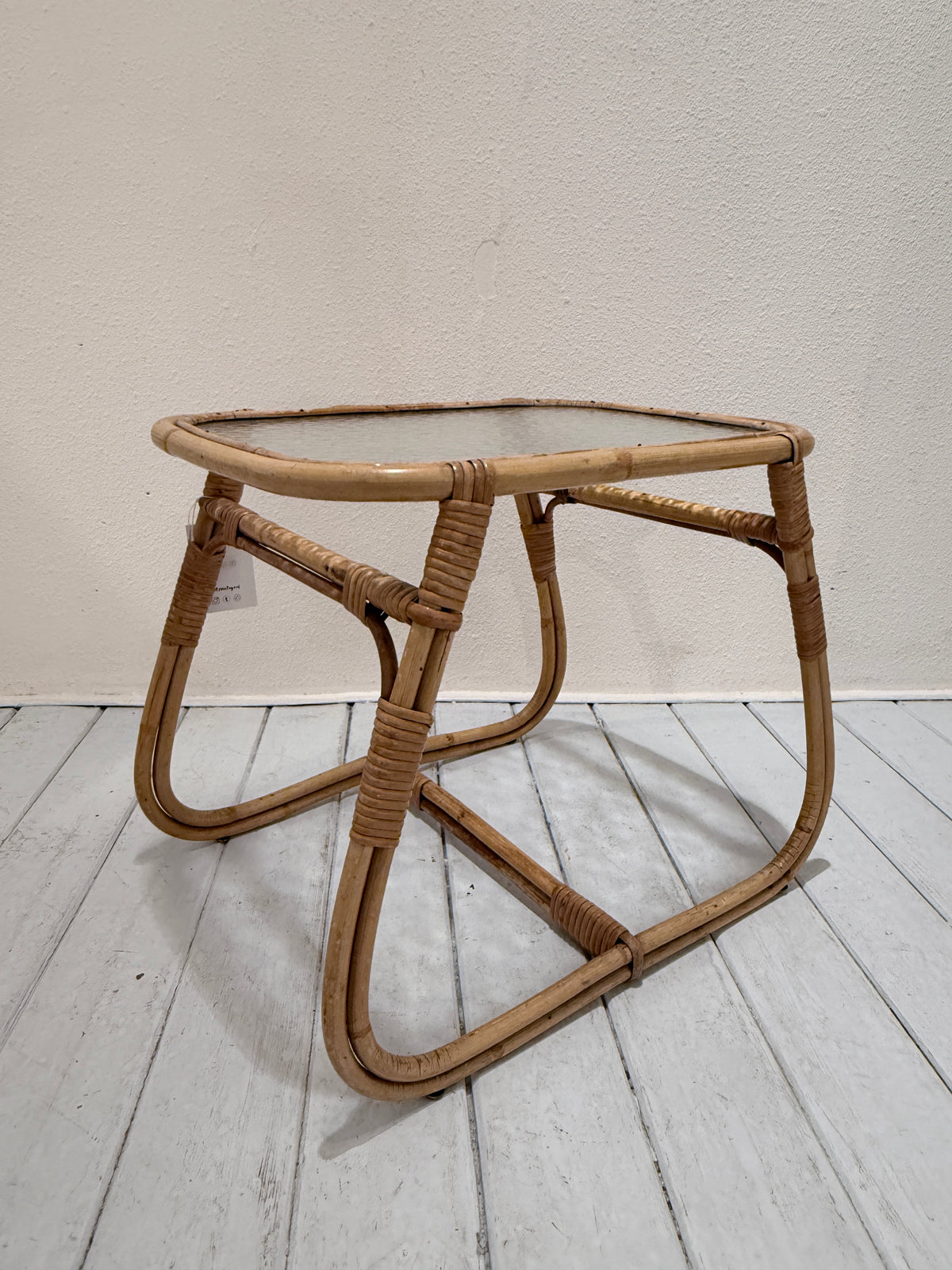 Rohé Noordwolde – vintage bijzettafel met structuurglas