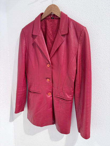 Vintage rood leren jasje | Maat M