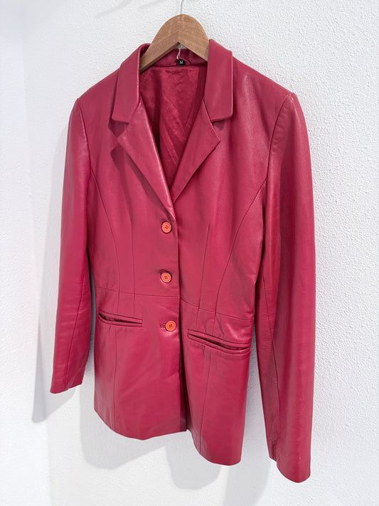 Vintage rood leren jasje | Maat M
