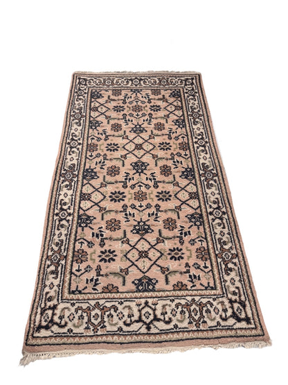 Vintage handgeknoopt wollen vloerkleed – India – 170 x 88 cm