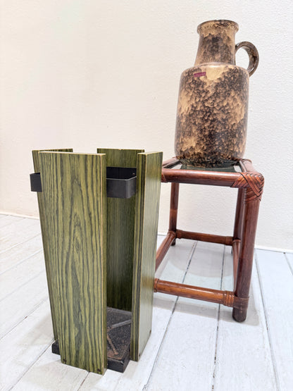 Vintage 70s Geometrische Paraplubak – Olive Wood