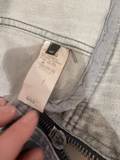 Archive McQ Alexander McQueen Grey Denim Jacket | Vintage Grijs Spijkerjasje met Ritsdetails - Maat S / IT 40