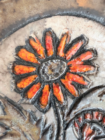Vintage keramisch wandobject – jaren 60/70 – bloemreliëf