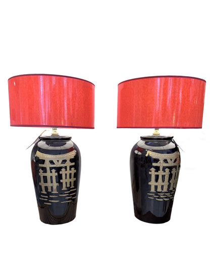 Vintage Chinese Chinoiserie tafellampen – set van 2