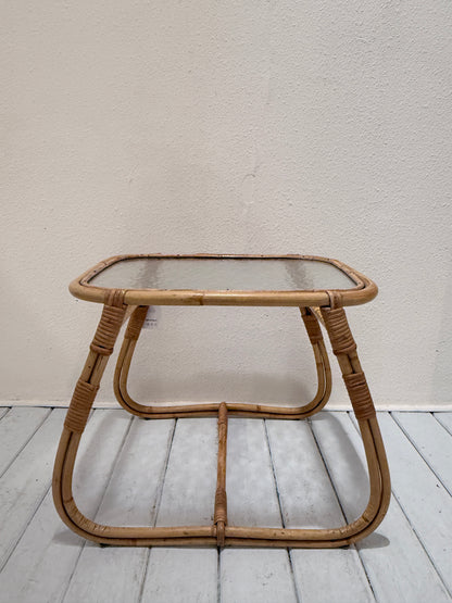 Rohé Noordwolde – vintage bijzettafel met structuurglas