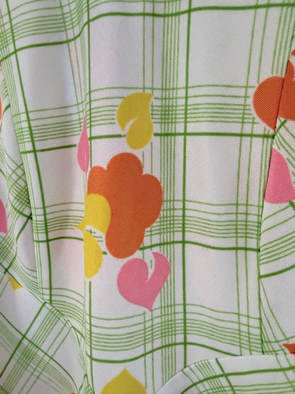 Vintage jaren ’60/’70 mod jurk met grafische bloemenprint – Retro mini jurk