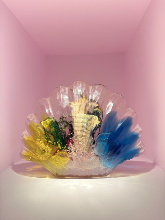 Vintage 70s Lucite Hars-Inclusie Sculptuur