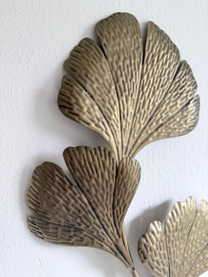 Mid Century metalen Ginko bladeren sculptuur