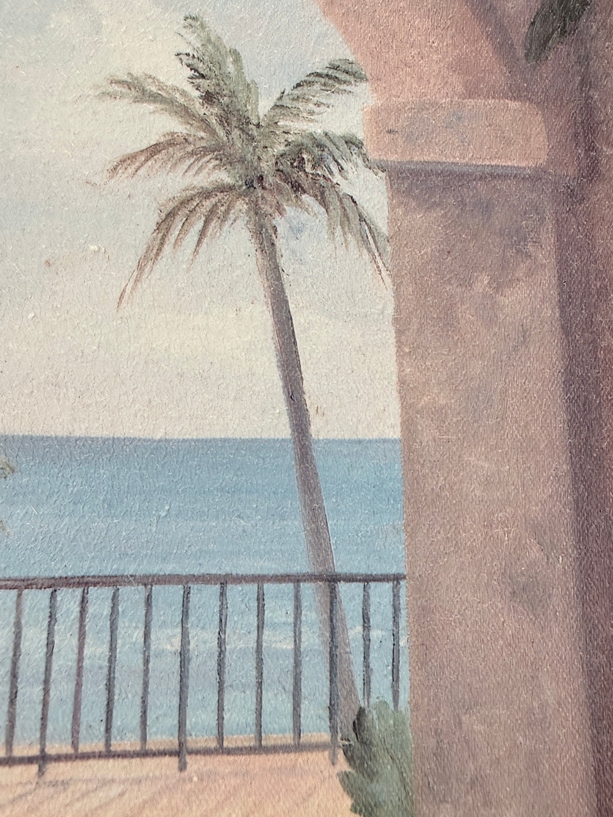 Groot Vintage Vivian Flasch Schilderij ‘Patio Archway I’ – Ingelijst