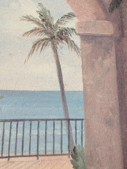 Groot Vintage Vivian Flasch Schilderij ‘Patio Archway I’ – Ingelijst