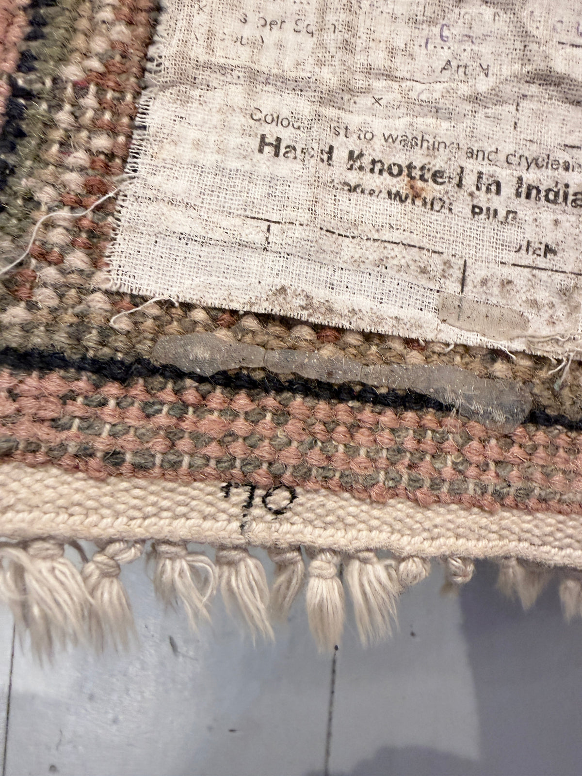 Vintage handgeknoopt wollen vloerkleed – India – 170 x 88 cm