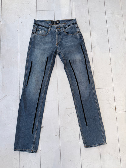 Vintage Just Cavalli Y2K Jeans – Designer Denim met Gevlochten Details