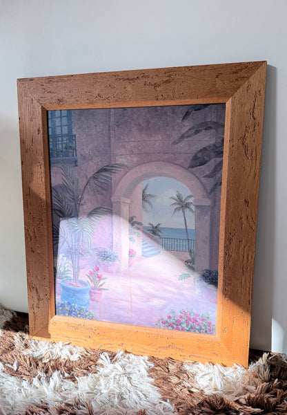 Groot Vintage Vivian Flasch Schilderij ‘Patio Archway I’ – Ingelijst