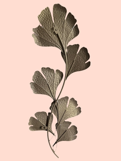 Mid Century metalen Ginko bladeren sculptuur