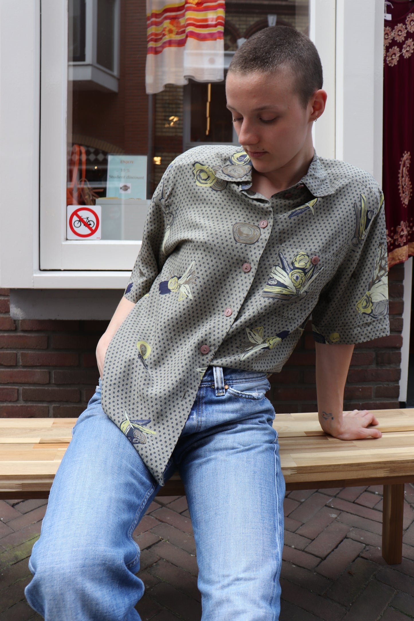 Zijden blouse met print