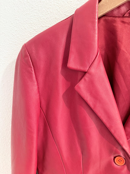Vintage rood leren jasje | Maat M